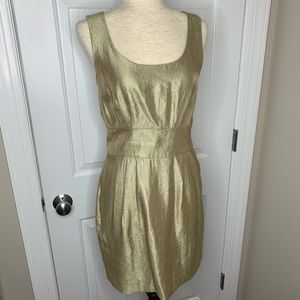 Tegan Metallic Shiny Gold Cocktail Sheath Dress 6